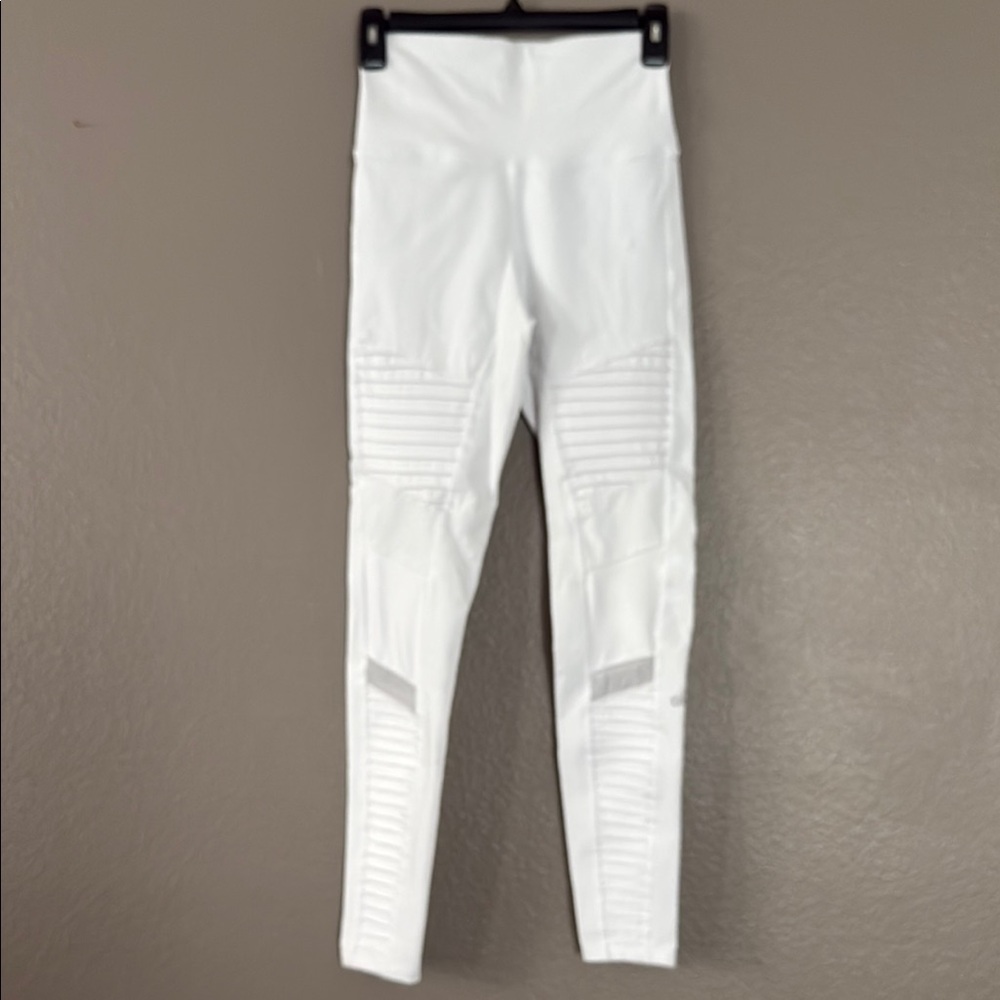 ALO Yoga White Moto Style Leggings